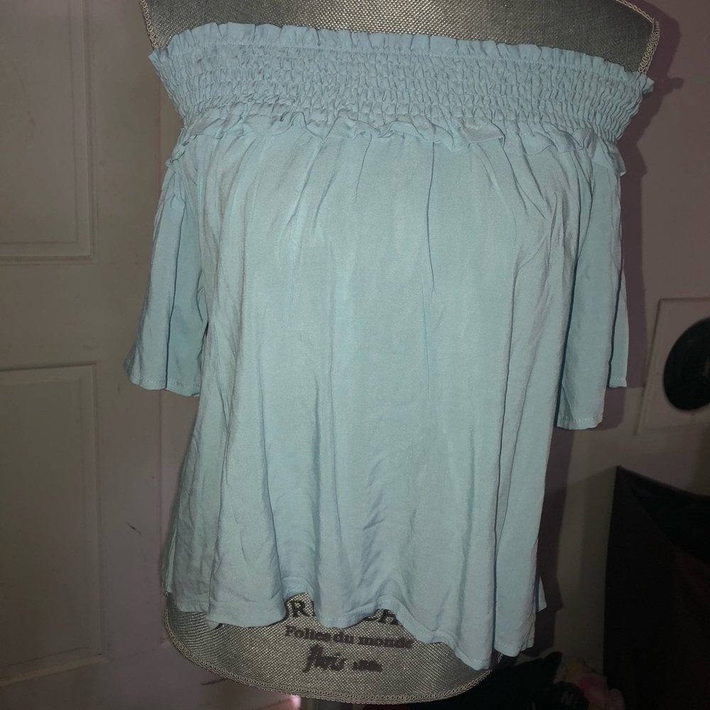 Blue off the shoulder top